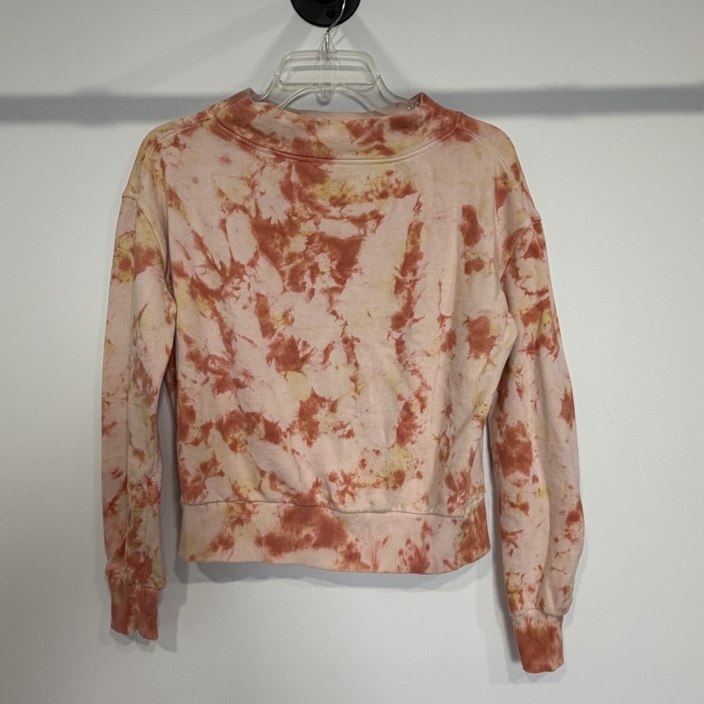 Long Sleeve Tie-dye Sweatshirt Orange Peach Anthropologie Pilcro Letterpress XS